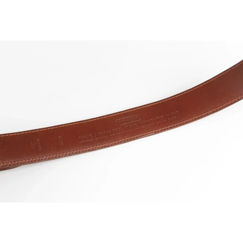 Coach Vintage Cognac Brown Lizard Embossed Leather Belt Brass Buckle Size 36 90